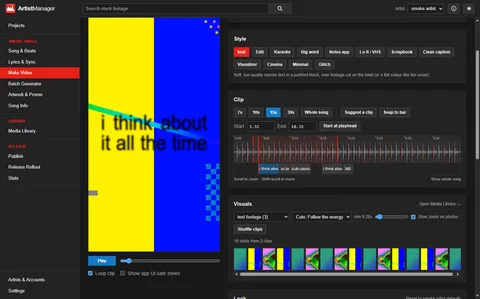 Make Video: style, clip and footage, cut to the beat